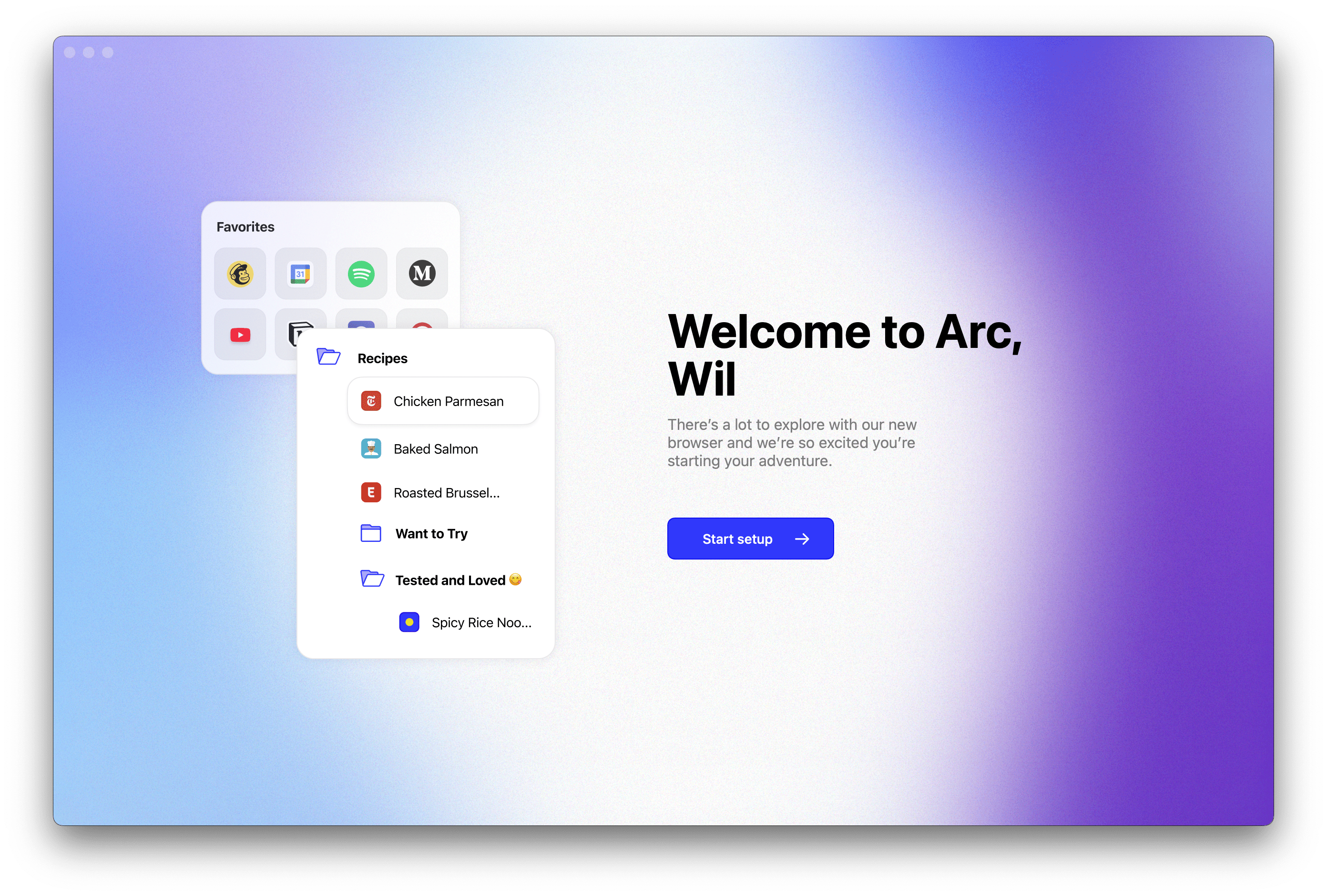 Arc welcome screen