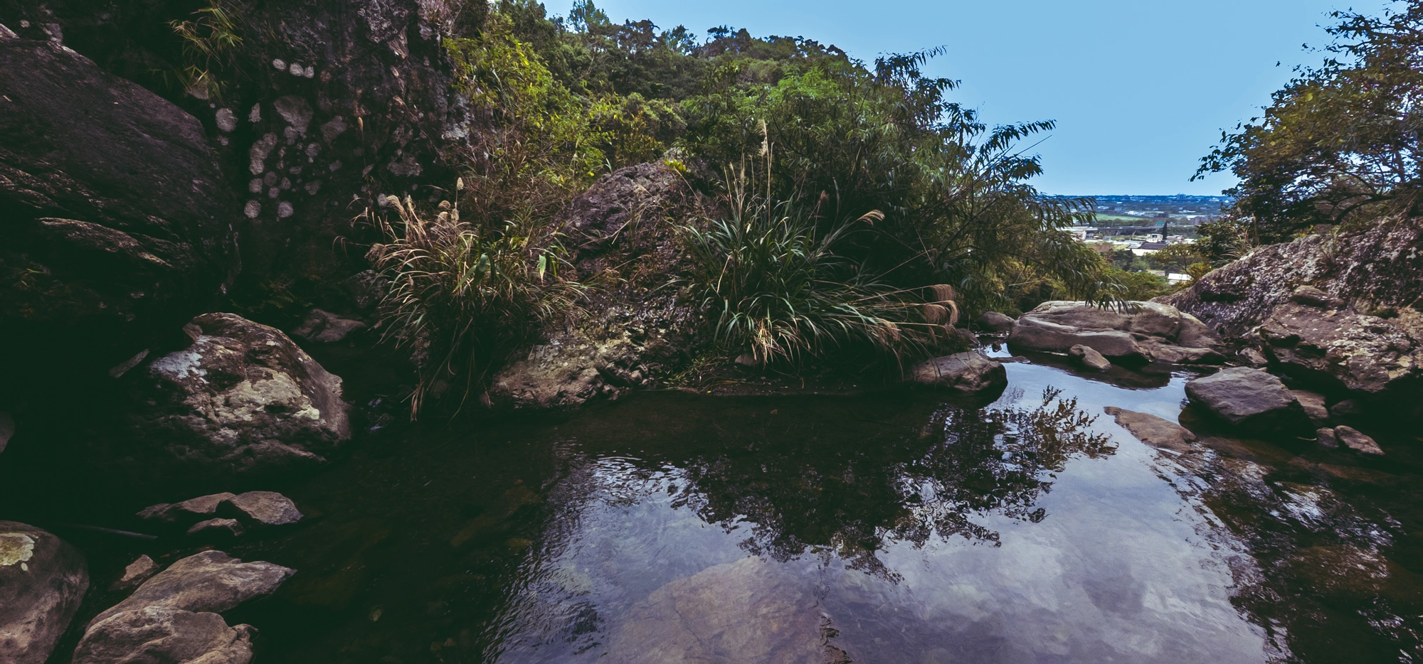 Hiking up to a waterfall in Jiaoxi.
